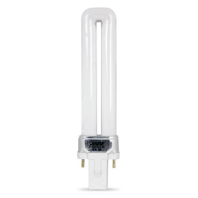 7-Watt Equivalent PL CFLNI Twin Tube 2-Pin G23 Base Compact Fluorescent CFL Light Bulb, Soft White 2700K (1-Bulb) - Super Arbor