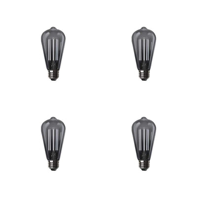 Feit Electric 60-Watt Equivalent ST19 Dimmable LED Smoke Glass Vintage Edison Light Bulb With Straight Filament Daylight (4-Pack) - Super Arbor