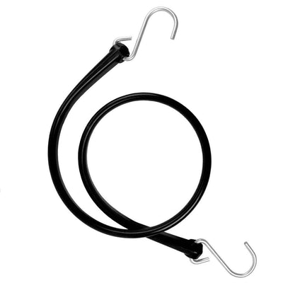 31 in. Polyurethane Bungee Strap with Galvanized S-Hooks (Overall Length: 36 in.) in Black - Super Arbor