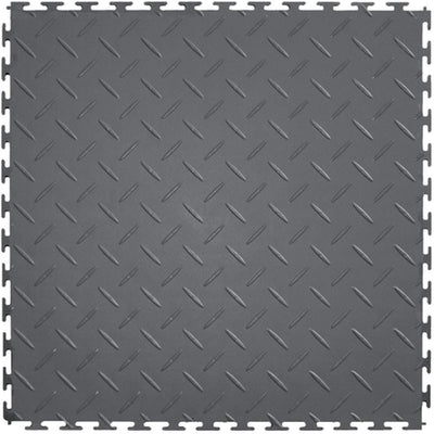 Supreme Garage Tiles Diamond Plate 1.71 ft. Width x 1.71 ft. Length Dark Gray PVC Garage Flooring
