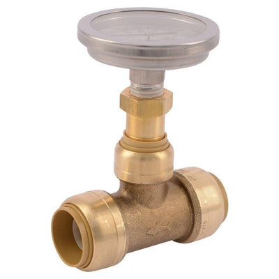 3/4 in. Push-to-Connect Brass Tee Fitting with Water Temperature Gauge - Super Arbor