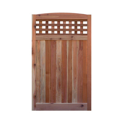 3.5 ft. H W x 6 ft. H H Western Red Cedar Arch Top Checker Lattice Fence Gate - Super Arbor