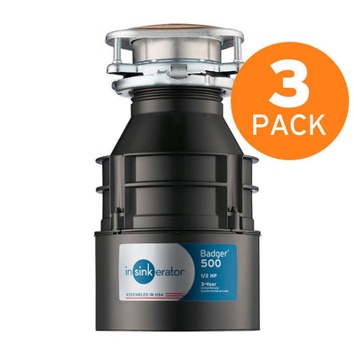 InSinkErator Badger 500 1/2 HP Continuous Feed Garbage Disposal (3-Pack) - Super Arbor