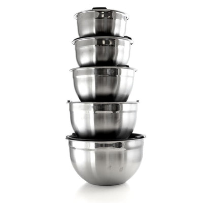 5-Piece Stainless Steel Silver Mixing Bowl Set with Lids - Super Arbor
