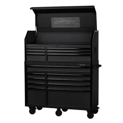 Heavy-Duty 52 in. W 15-Drawer, Deep Combination Tool Chest and Rolling Cabinet Set in Matte Black