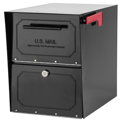 Oasis Classic Locking Post Mount Parcel Mailbox with High Security Reinforced Lock, Black - Super Arbor