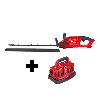 Milwaukee M18 FUEL 18-Volt Lithium-Ion Brushless Cordless Hedge Trimmer with M18 6-Port Sequential Battery Charger - Super Arbor