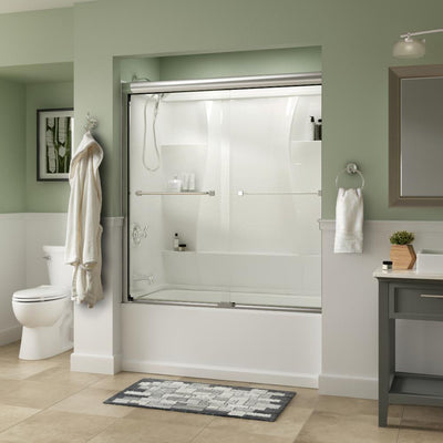 Everly 60 in. x 58-1/8 in. Traditional Semi-Frameless Sliding Bathtub Door in Chrome and 1/4 in. (6mm) Clear Glass - Super Arbor