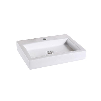 LUXIER Rectangular Bathroom Ceramic Vessel Sink Art Basin in White - Super Arbor