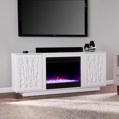 Luke 60 in. Color Changing Fireplace with Media Storage - Super Arbor