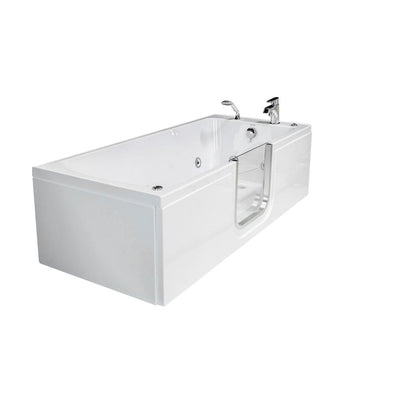 Laydown 72 in. Walk-in Whirlpool Bathtub in White with Right Hinged Middle Glass Door, 2 PC Fast Fill Faucet, RHS Drain - Super Arbor