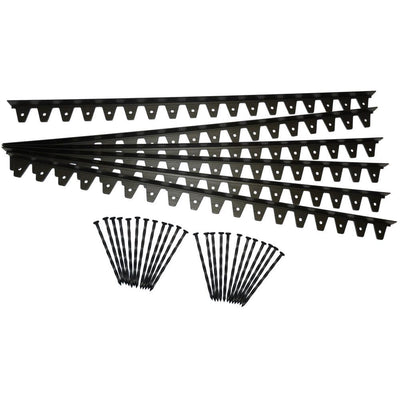 Technoflex Flexi-Pro 48 in. x 2.25 in. x 1.75 in. Black PVC Paver Edging - 24 ft. (6-Pieces of 48 in.) Pro Grade with 24-Spikes - Super Arbor