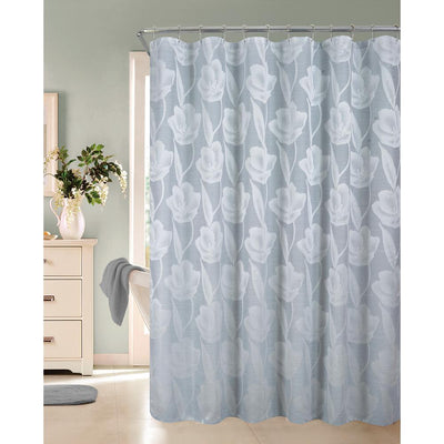 Lily 70 in. x 72 in. Silver Floral Shower Curtain - Super Arbor