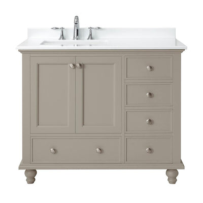 Orillia 42 in. W x 22 in. D Vanity in Greige with Marble Vanity Top in White with White Sink - Super Arbor