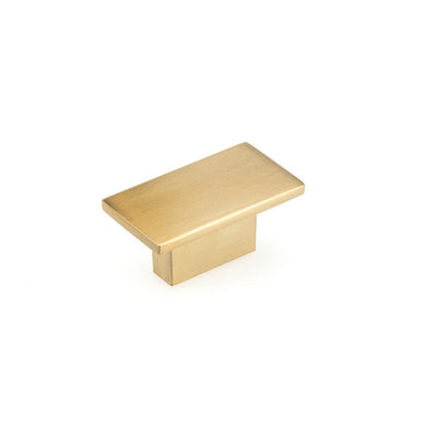 1-9/16 in. x 7/8 in. (40 mm x 22 mm) Aurum Brushed Gold Contemporary Metal Cabinet Knob - Super Arbor