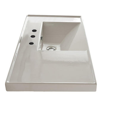 Nameeks ML Wall Mounted Vessel Bathroom Sink in White with 3 Faucet Holes - Super Arbor