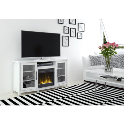 Rossville 54 in. Media Console Electric Fireplace TV Stand in White - Super Arbor