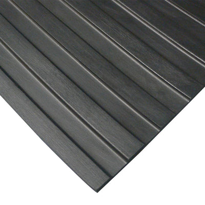 Rubber-Cal Corrugated Wide Rib 3 ft. x 8 ft. Black Rubber Flooring (24 sq. ft.) - Super Arbor