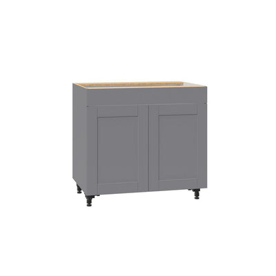 Shaker Assembled 36 in. x 34.5 in. x 24 in. Sink Base Cabinet with False Drawer Front in Gray - Super Arbor