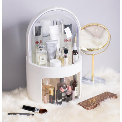 CozyBlock High Dome Makeup Container, Dustproof Makeup Organizer Multi-Level Cosmetic Organizer,Skincare Holder in White - Super Arbor