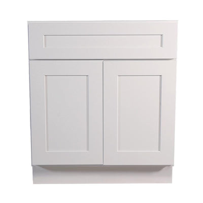 Brookings Plywood Ready to Assemble Shaker 27x34.5x24 in. 2-Door 1-Drawer Base Kitchen Cabinet in White - Super Arbor