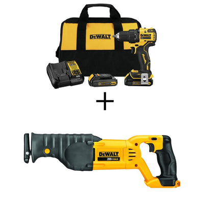 ATOMIC 20-Volt MAX Lithium-Ion Brushless Cordless Compact 1/2 in. Drill Driver with Bonus Cordless Recip Saw (Tool-Only) - Super Arbor