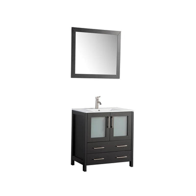 Brescia 30 in. W x 18 in. D x 36 in. H Bath Vanity In Espresso with Vanity Top in White with White Basin and Mirror - Super Arbor