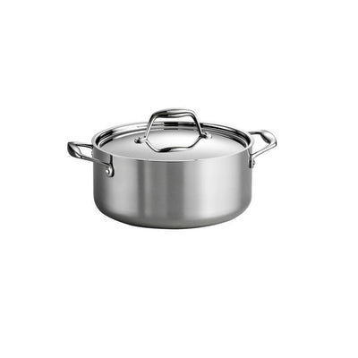 Gourmet Tri-Ply Clad 5 qt. Round Stainless Steel Dutch Oven with Lid - Super Arbor