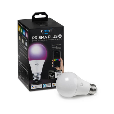 Geeni 60-Watt Equivalent Prisma Plus 800 A19 Dimmable and Tunable White LED Light Bulb Multicolor Wi-Fi Smart 2000-6500K - Super Arbor