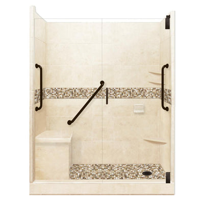 Roma Freedom Grand Hinged 36 in. x 60 in. x 80 in. Right Drain Alcove Shower Kit in Desert Sand and Old Bronze Hardware - Super Arbor