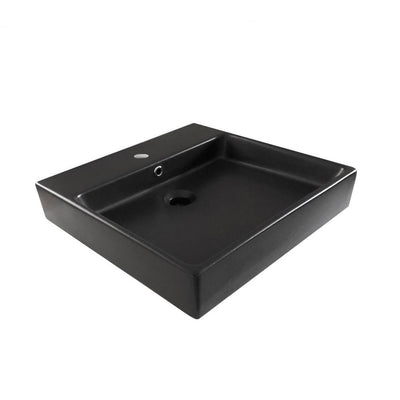 WS Bath Collections Simple Wall Mount/Vessel Bathroom Sink in Matte Black With Single Faucet Hole - Super Arbor