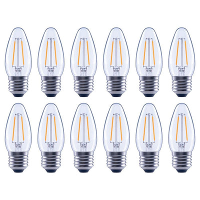 EcoSmart 25-Watt Equivalent B11 Dimmable Energy Star Clear Filament Vintage Style LED Light Bulb in Soft White (12-Pack) - Super Arbor