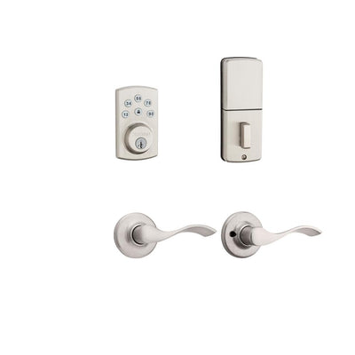 Powerbolt2 Satin Nickel Single Cylinder Electronic Deadbolt Featuring SmartKey Security and Balboa Passage Lever - Super Arbor