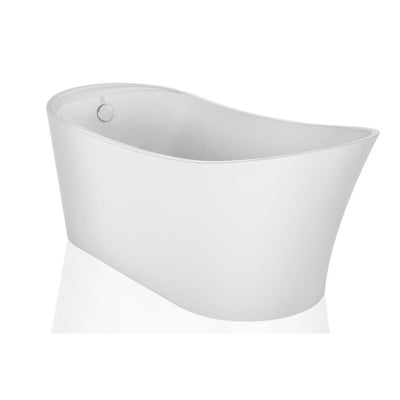 67 in. Acrylic Single Slipper Flatbottom Bathtub Non-Whirlpool Freestanding Soaking Tub in White - Super Arbor