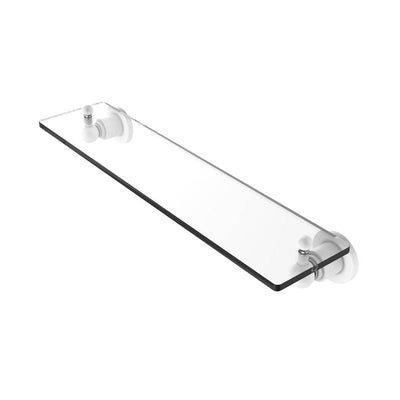 Astor Place 22 inch Glass Vanity Shelf with Beveled Edges in Matte White - Super Arbor