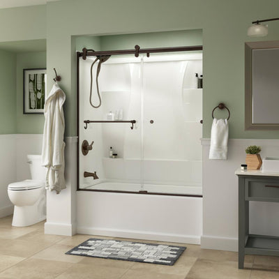 Portman 60 x 58-3/4 in. Frameless Contemporary Sliding Bathtub Door in Bronze with Clear Glass - Super Arbor