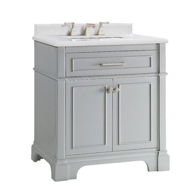 Melpark 30 in. W x 22 in. D Bath Vanity in Dove Grey with Cultured Marble Vanity Top in White with White Sink - Super Arbor