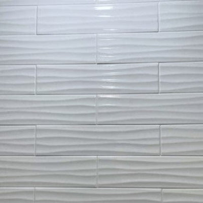 Satori Hudson Brilliant White Motion Glossy 12-in x 24-in Glossy Ceramic Wall Tile