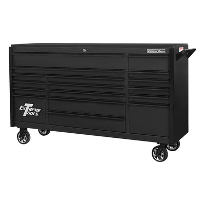 DX 72 in. 17-Drawer Roller Cabinet Tool Chest in Matte Black with Black Trim - Super Arbor