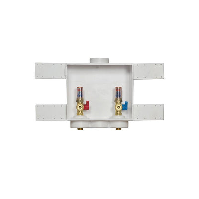 Quadtro 2 in. Copper Sweat Connection Washing Machine Outlet Box with Water Hammer Arresters - Super Arbor