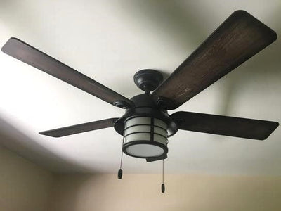 Hunter 54" Key Biscayne Onyx Bengal Ceiling Fan with Light Kit and Pull Chain