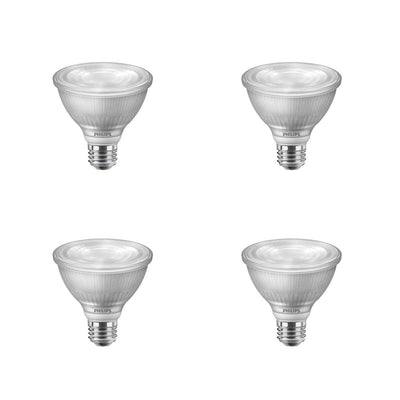 Philips 75-Watt Equivalent PAR30S Dimmable LED Flood Light Bulb with Warm Glow Dimming Effect Bright White (3000K) (4-Pack) - Super Arbor