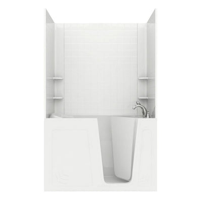 Rampart Nova Heated 5 ft. Walk-in Air Bathtub with 4 in. Tile Easy Up Adhesive Wall Surround in White - Super Arbor