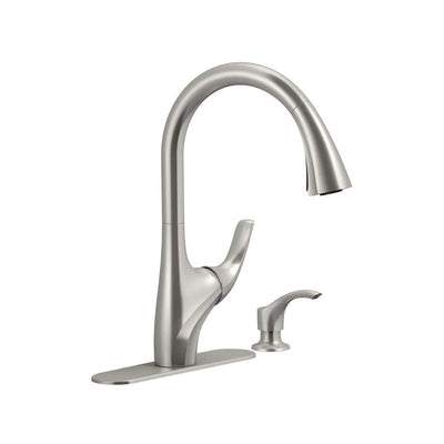 Trielle Single-Handle Pull-Down Sprayer Kitchen Faucet in Vibrant Stainless - Super Arbor