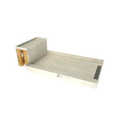 Base'N Bench 36 in. x 60 in. Single Threshold Shower Base and Bench Kit with Right Drain and Tileable Grate - Super Arbor
