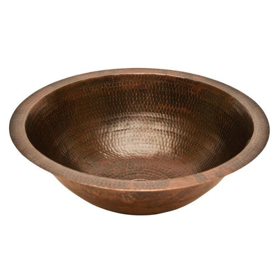 Premier Copper Products Under-Counter Round Hammered Copper Bathroom Sink in Oil Rubbed Bronze - Super Arbor