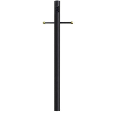 7 ft. Black Outdoor Direct Burial Lamp Post with Cross Arm and Grounded Convenience Outlet fits 3 in. Post Top Fixtures - Super Arbor