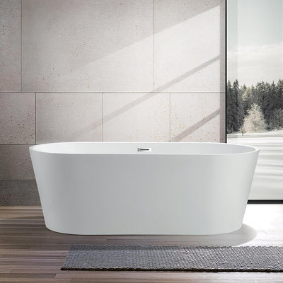 Bordeaux 59 in. Acrylic Flatbottom Freestanding Bathtub in White - Super Arbor