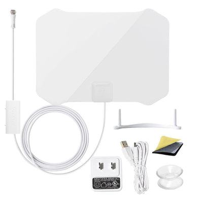 Paper Thin Antenna Smartpass Amplified TV Antenna with Built-In 4G LTE Filter Omni-Directional Reception, White - Super Arbor