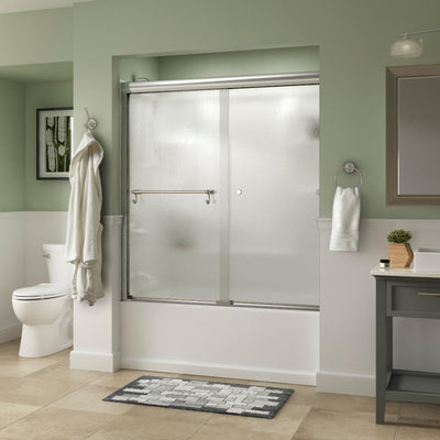 Portman 60 in. x 58-1/8 in. Semi-Frameless Traditional Sliding Bathtub Door in Chrome with Rain Glass - Super Arbor